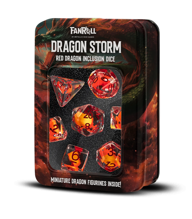 Dragon Storm Inclusion Resin Dice Set: Red Dragon