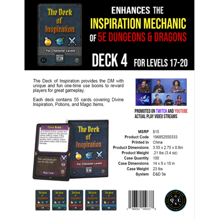 Deck of Inspiration: Lvl 17-20