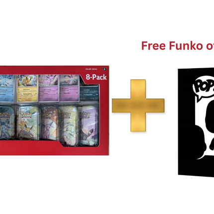 Prismatic Evolutions 8-Pack Mini Tins + Free Funko Bundle Deal