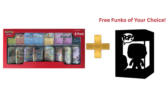 Prismatic Evolutions 8-Pack Mini Tins + Free Funko Bundle Deal