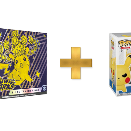 Surging Sparks Elite Trainer Box AND Pikachu (Attack Stance) Funko #779 Bundle