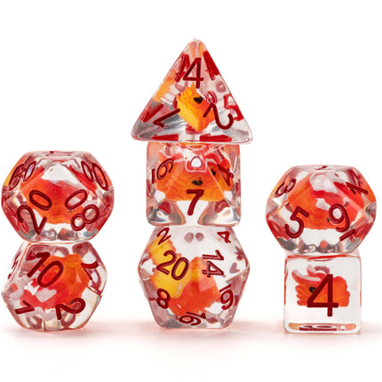 Dragon Storm Inclusion Resin Dice Set: Red Dragon