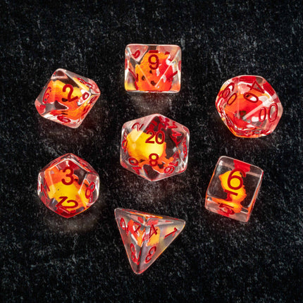 Dragon Storm Inclusion Resin Dice Set: Red Dragon