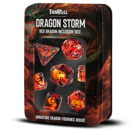 Dragon Storm Inclusion Resin Dice Set: Red Dragon