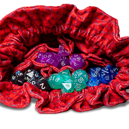 Dragon Storm Velvet Compartment Dice Bag: Red Dragon Scales