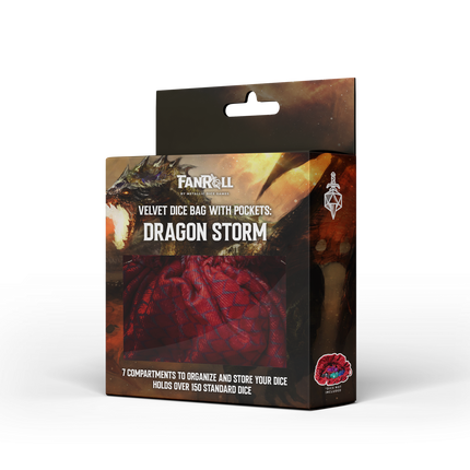 Dragon Storm Velvet Compartment Dice Bag: Red Dragon Scales