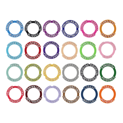RPG Condition Rings/Markers set - Set of 96 Status & Effects Rings